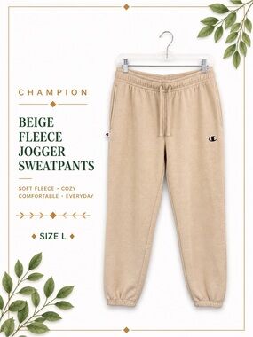 Champion Beige Fleece Jogger Sweatpants Size L
